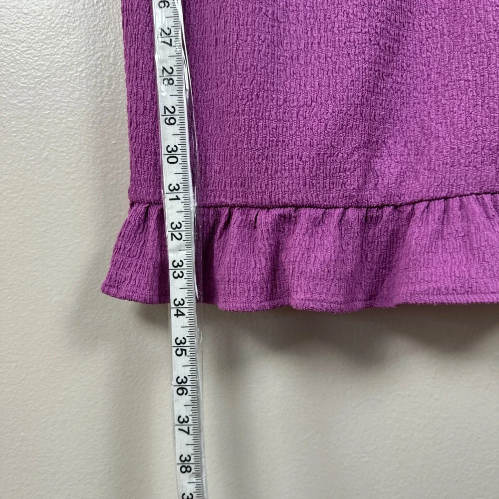 Bebe Women's L Mini Dress Lilac Textured‎ Ruffle Tie Shoulder NEW